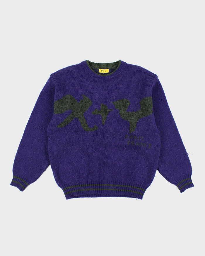 Vintage Y2K X+Y Graphic Printed Chunky Wool Blend Knit Jumper L