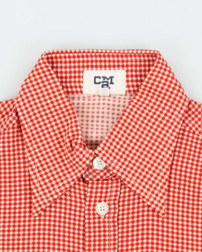 Vintage 70s CMA Red Patterned Long Sleeved Shirt - M