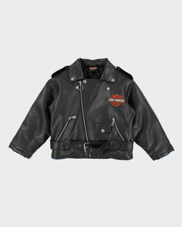 Vintage Harley Davidson Kids Moto Cycles Leather Jacket – Rokit