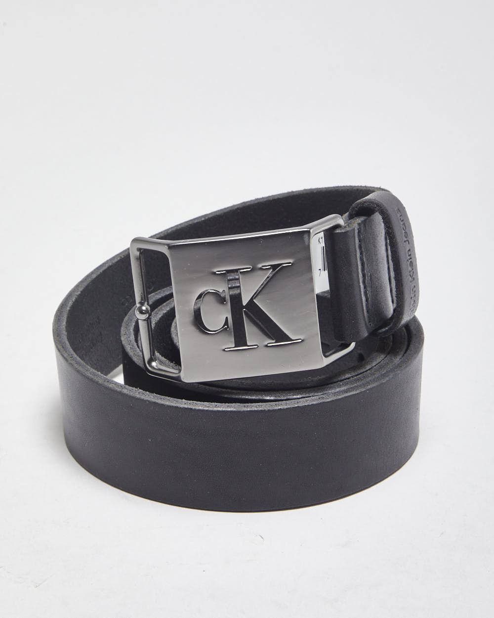 calvin klein black leather belt