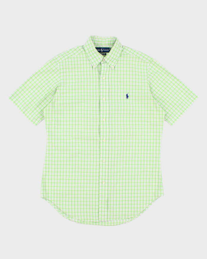 Vintage Men's Green checked Ralph Lauren Button Up Shirt - S