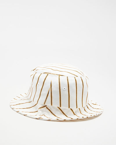 Stussy White Striped Bucket Hat Deadstock With Tags - L