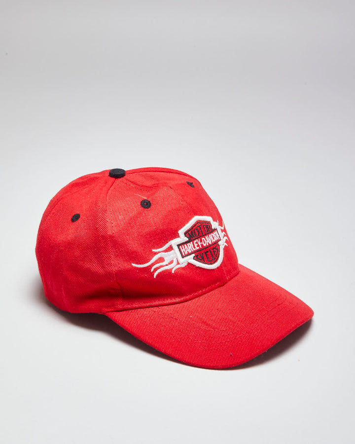 Vintage Harley Davidson Embroidered Flame Logo Baseball Cap - OS