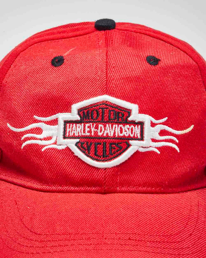 Vintage Harley Davidson Embroidered Flame Logo Baseball Cap - OS