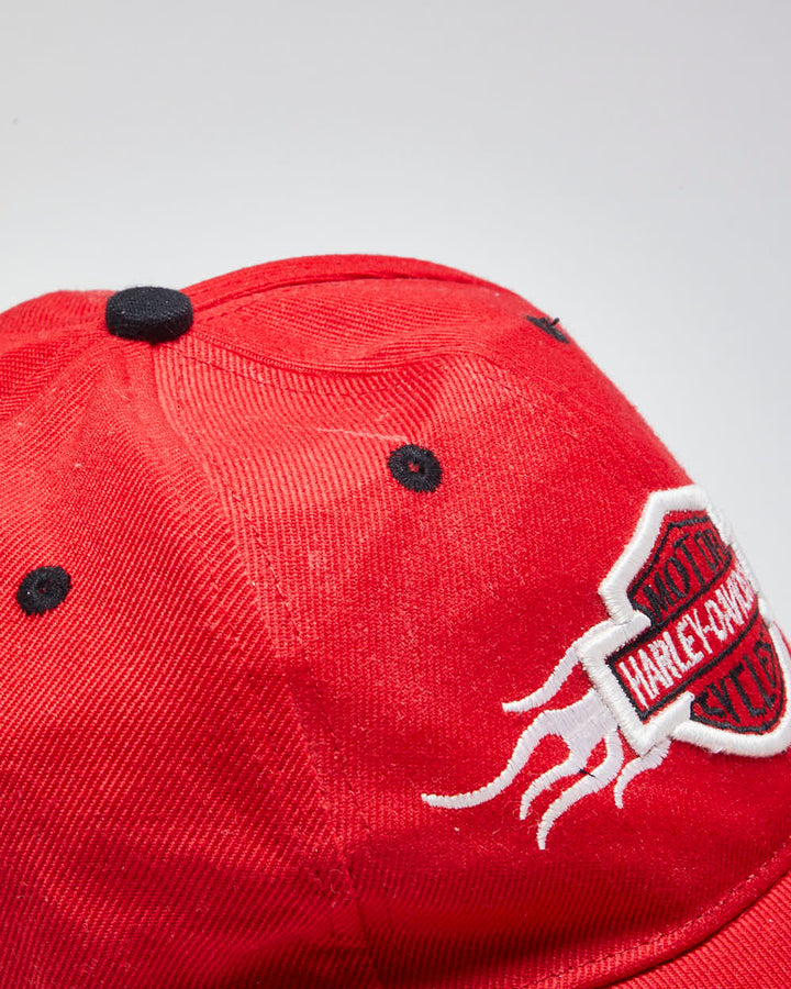 Vintage Harley Davidson Embroidered Flame Logo Baseball Cap - OS