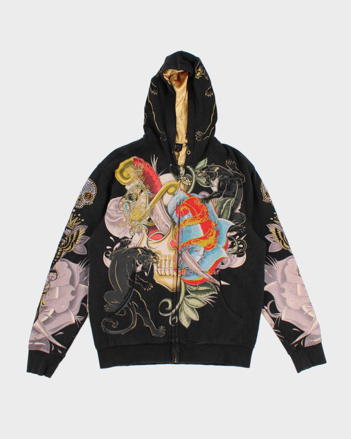 Christian Audigier Bedazzled Zip Up Hoodie - M – Rokit