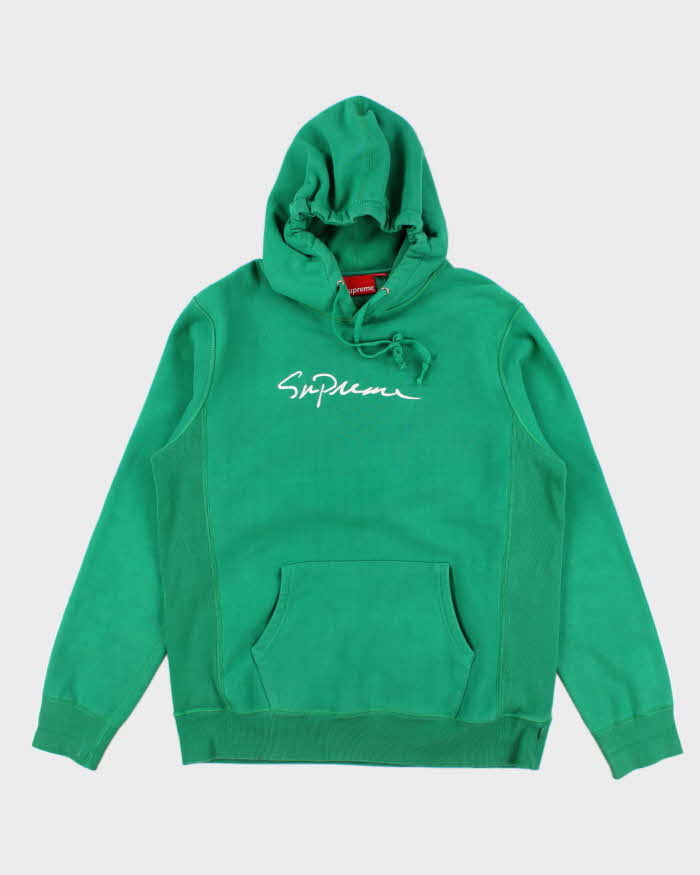 Mens Green Supreme Logo Pullover Hoodie XL