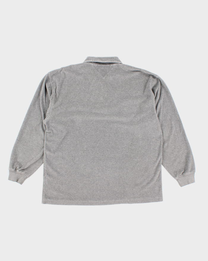 Vintage 90s Tommy Hilfiger Velvet Quarter Zip Sweatshirt - L