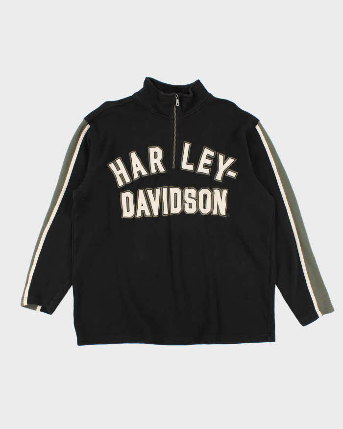 Vintage Y2K Harley Davidson Quarter Zip Spell Out Sweatshirt - XL