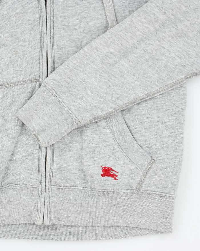 Vintage Burberry Brit Embroidered Logo Zip Up Hoodie - L