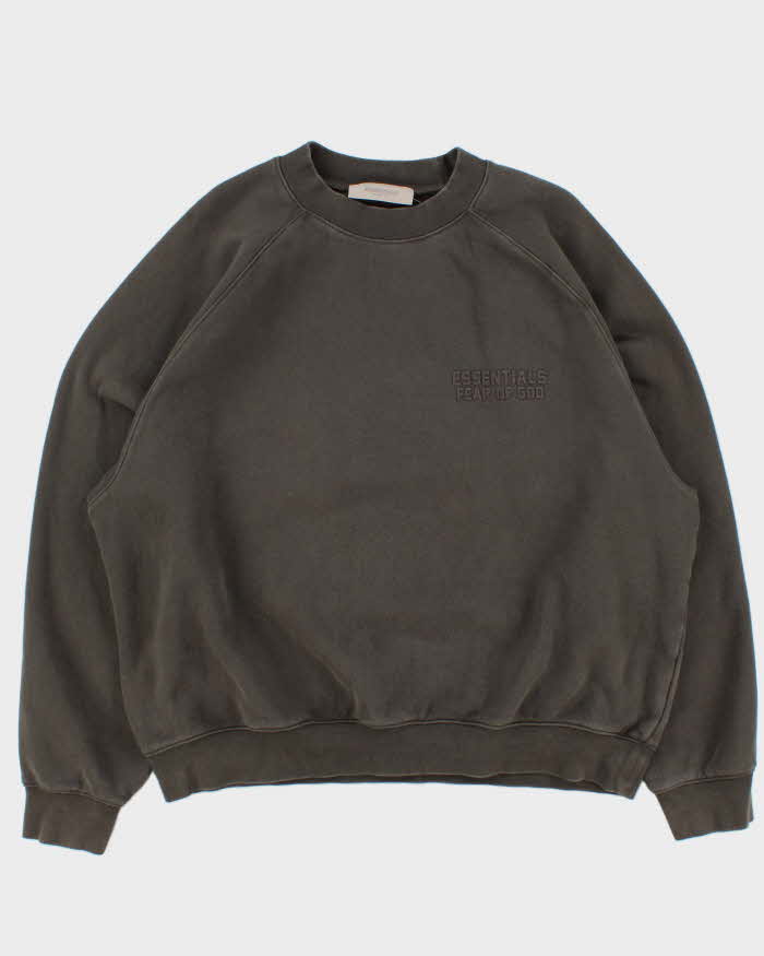 Essentials Fear Of God Khaki Oversized Crewneck Sweatshirt M