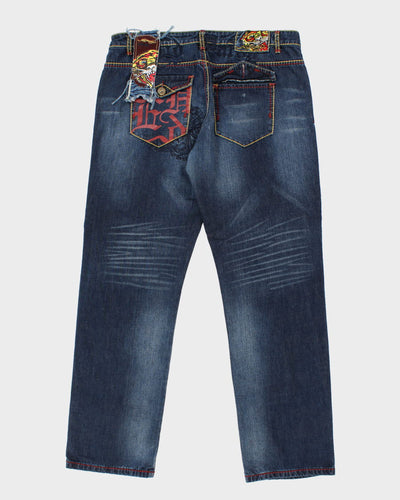 Y2K 00s Ed Hardy Embroidered Jeans - W40 L34