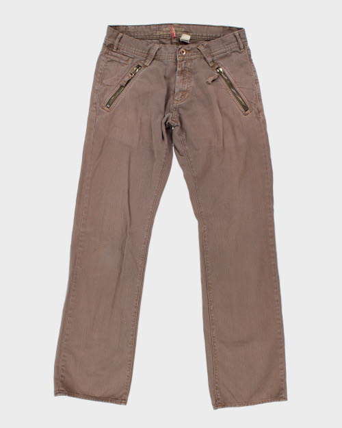 Vintage Y2K Gothic Faded Brown Wash Denim Jeans - W32 L32