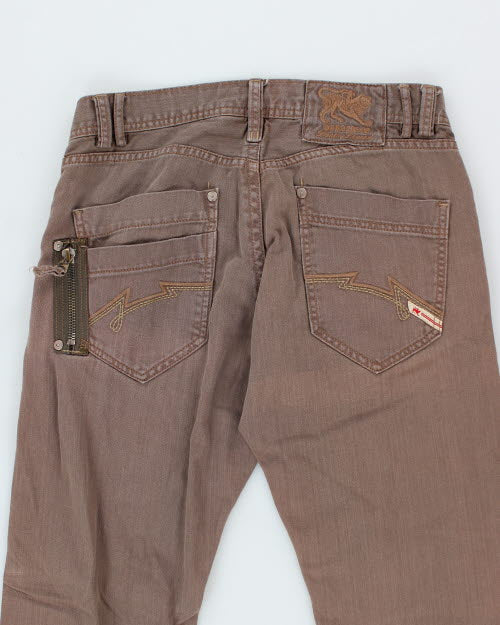 Vintage Y2K Gothic Faded Brown Wash Denim Jeans - W32 L32