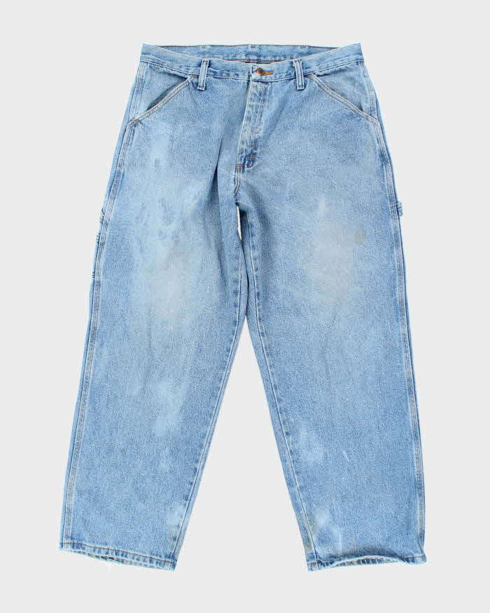 Vintage Rustler Mid Wash Blue Workwear Carpenter Jeans - W34 L30