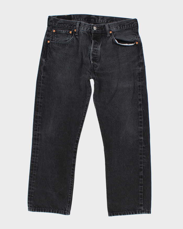 Levi's 501 UK製 イギリス製　ブラックデニム W30 L34 UK Vintage Levi's 501 Dark Grey Stone Wash Straight Leg Jeans - W34