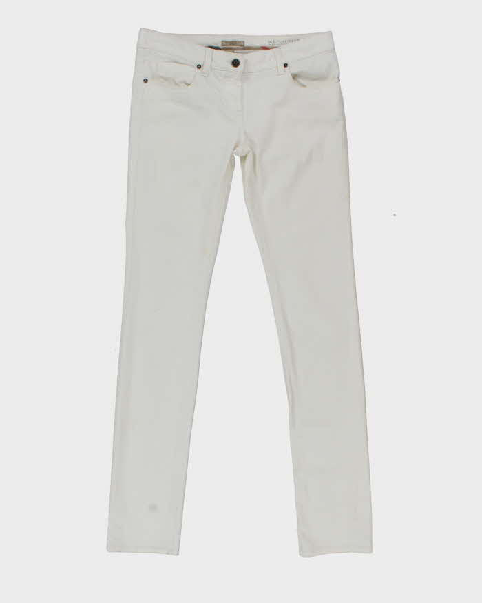パンツ 00s archive BURBERRY y2k swag whitedenim Vintage Y2K Burberry Slim Fit White Denim Jeans - W30 L34 – Rokit