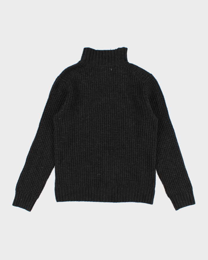 Mens Grey Armani Waffle Knit Sweater - L