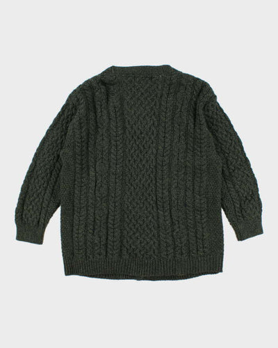 Vintage Men's Green Cable Knit Wool Sweater - L