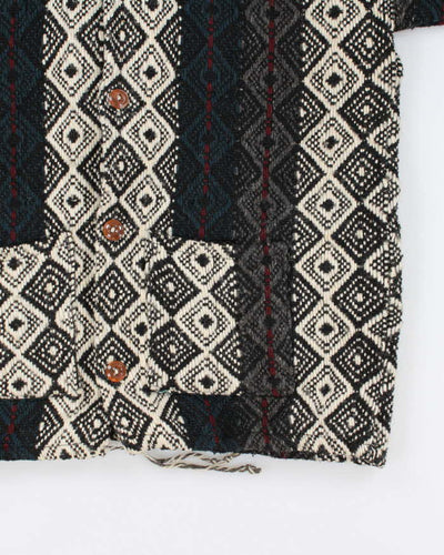 Vintage Men's Patterned Knit Button Up Cardigan - XL