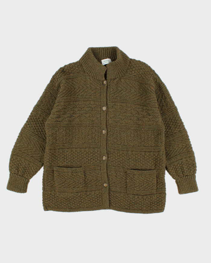 Vintage 90s Nonia Canadian Handknit Forest Green Cardigan - L