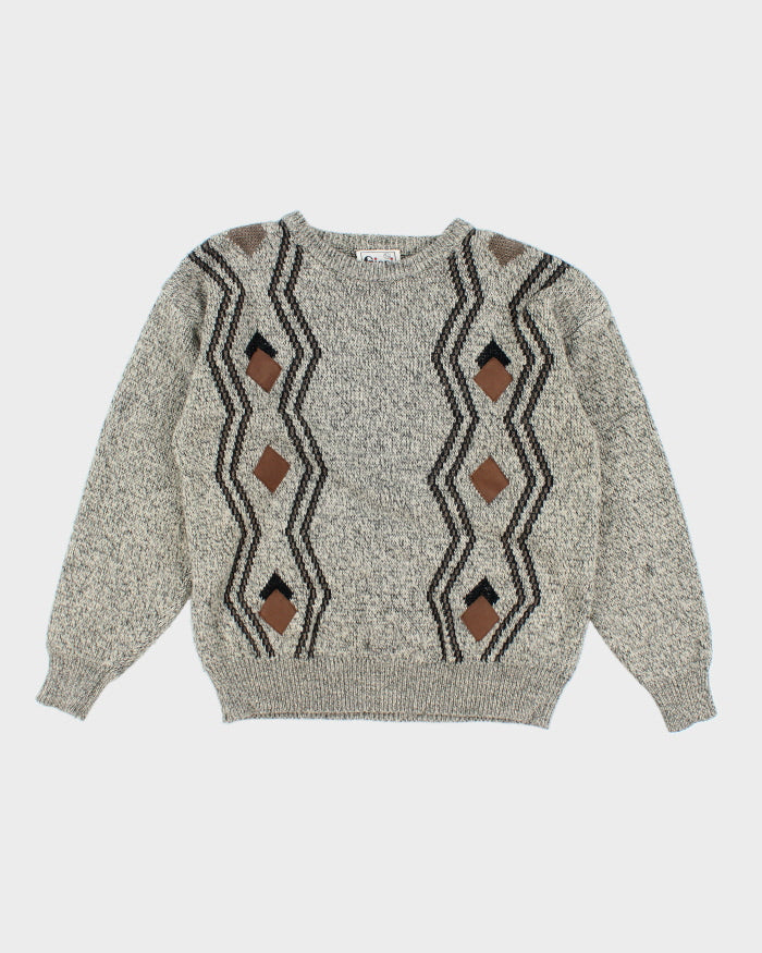 Vintage 90's Textured Chunky Knit Jumper - M