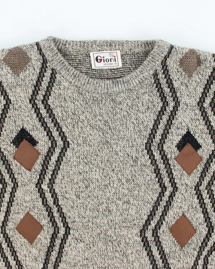 Vintage 90's Textured Chunky Knit Jumper - M