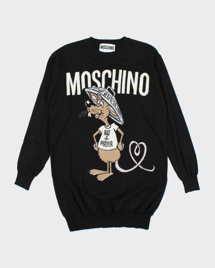 Vintage 90's Moschino Rat Print Knit Jumper L - Main Image