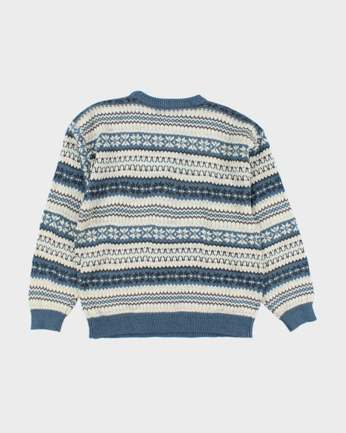 Vintage Fine Line Chunky Knit Wool Blend Jumper - L