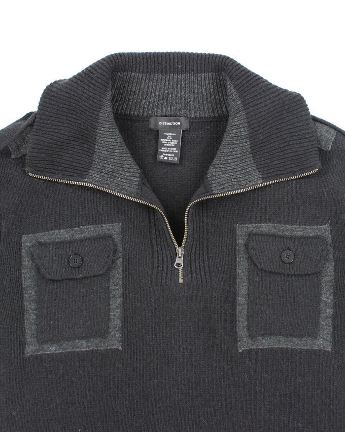Vintage Distinction Wool Blend Quarter Zip Jumper - L