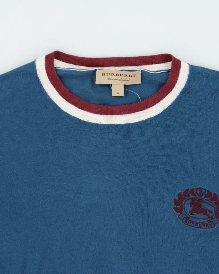 Vintage Burberry Silk Blend Embroidered Logo Crewneck Knit Jumper - M