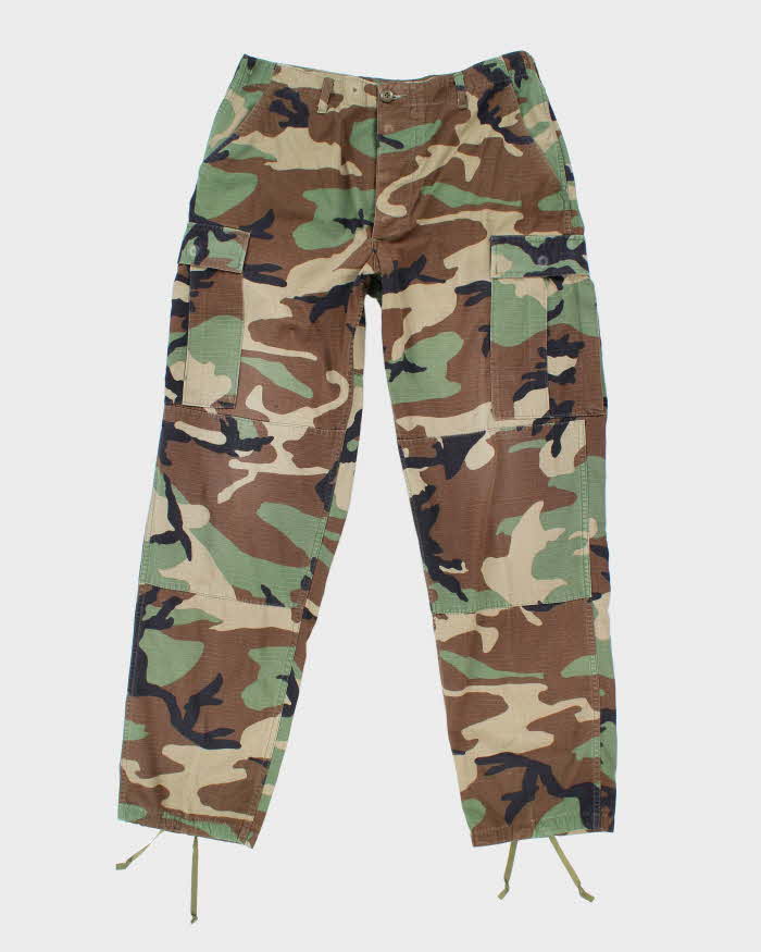 Vintage 90's Woodland Camouflage Military Cargo Trousers - W35 L31