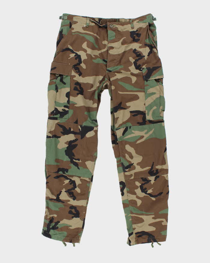Vintage 90's Woodland Camouflage Military Cargo Trousers - W36 L32