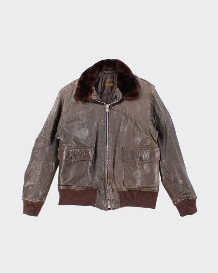 【type G-1】VINTAGE　LEATHER FLIGHT JACKET VINTAGE MEN'S TYPE G-1 CHOCOLATE BROWN LEATHER FLIGHT JACKET
