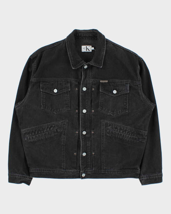 Vintage 1990s Calvin Klein Black Classic Denim Jacket - XL – Rokit