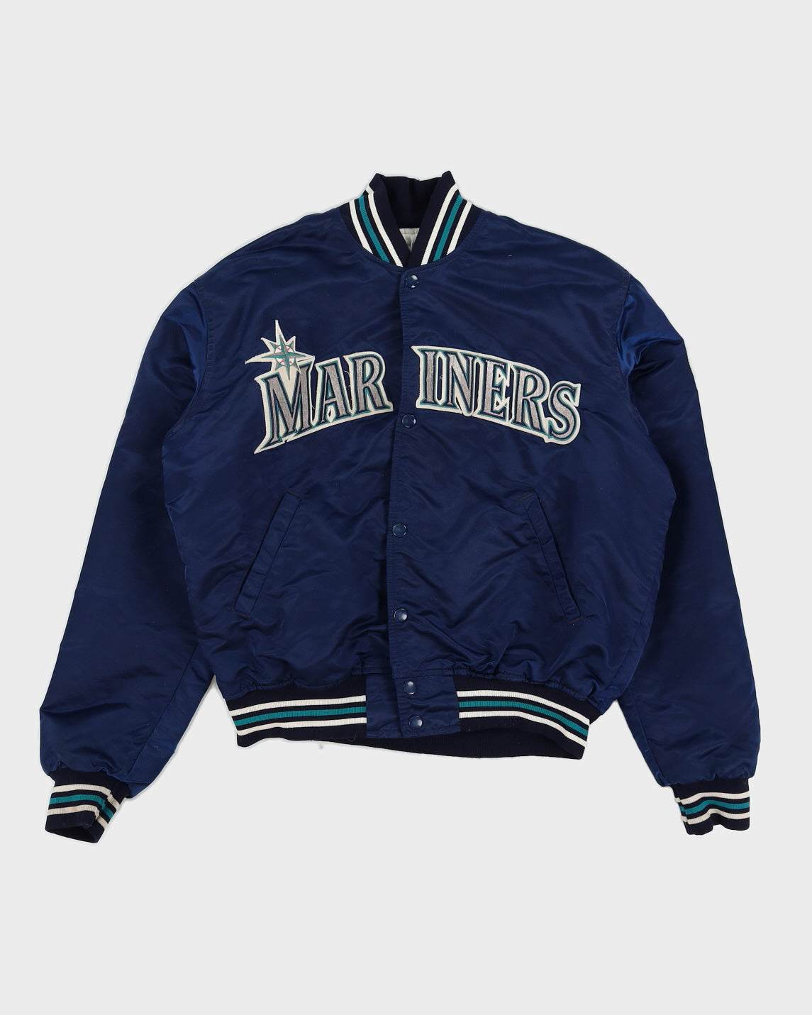 Vintage 80s Starter MLB Seattle Mariners Blue Navy Bomber Jacket - M