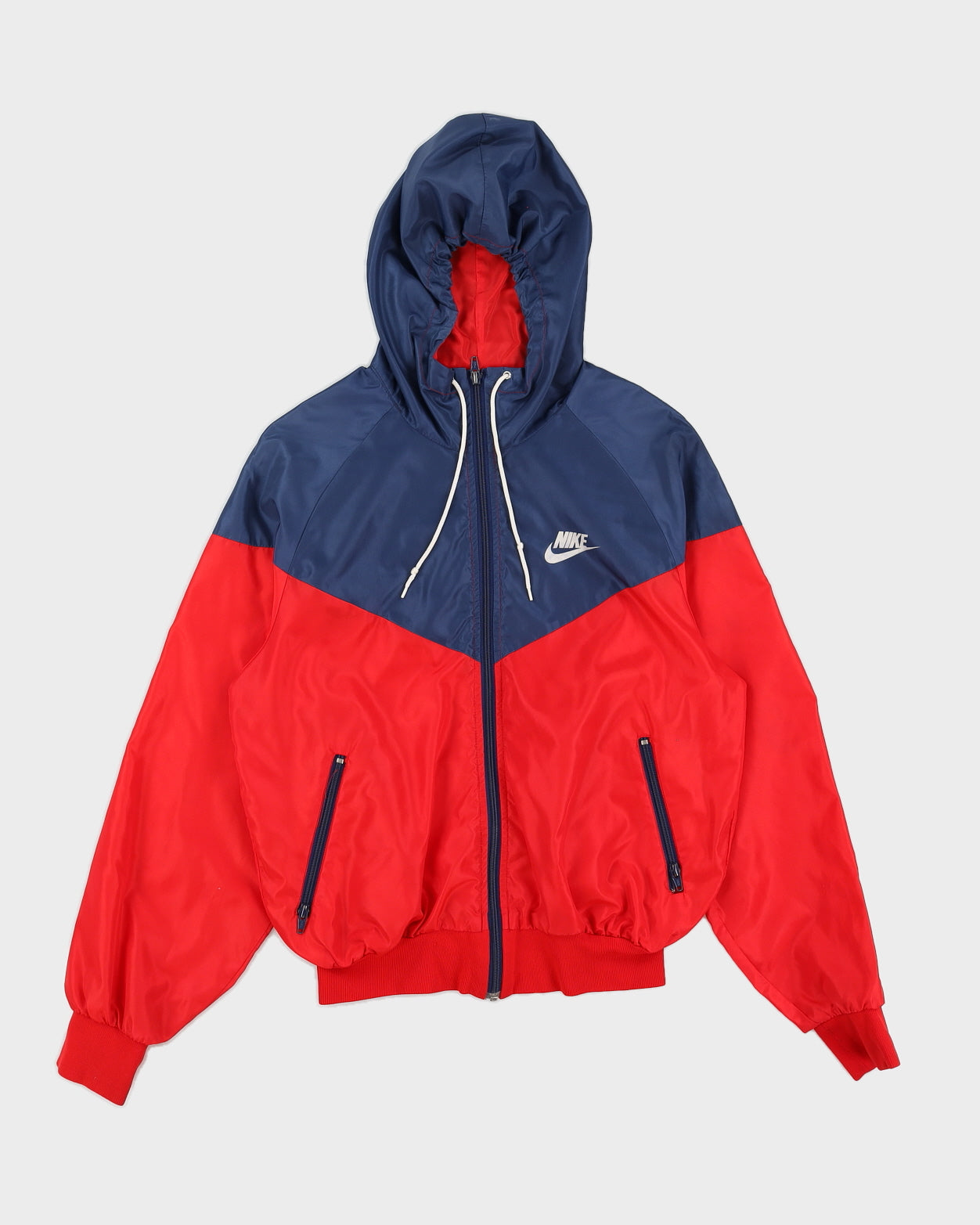 Vintage Early 80s Nike Red Blue Hooded Track Jacket M