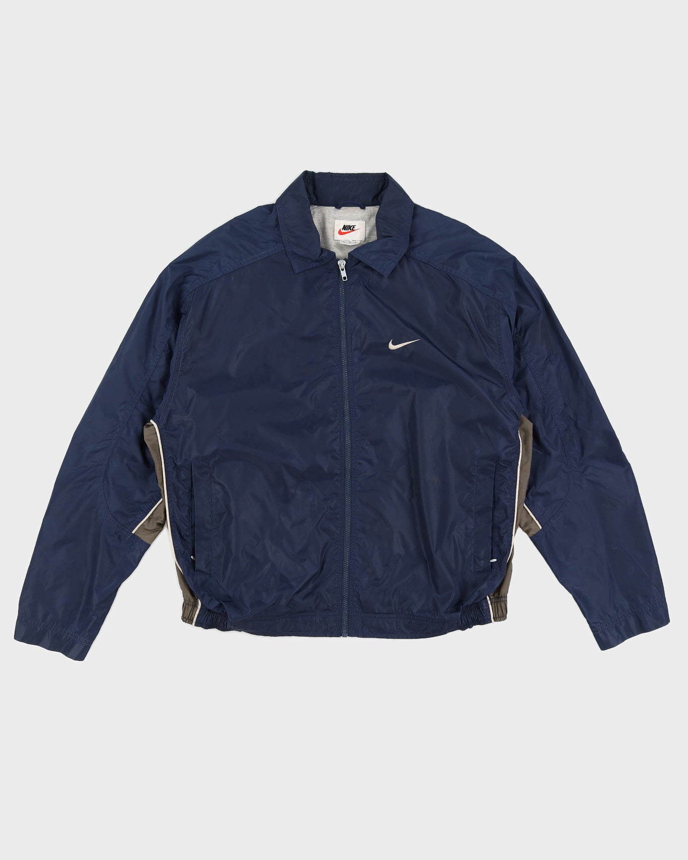 ジャケット・アウター 700FILL Embroidered Track Jacket Navy Vintage 90s Nike Blue / Beige Embroidered Track Jacket - L – Rokit