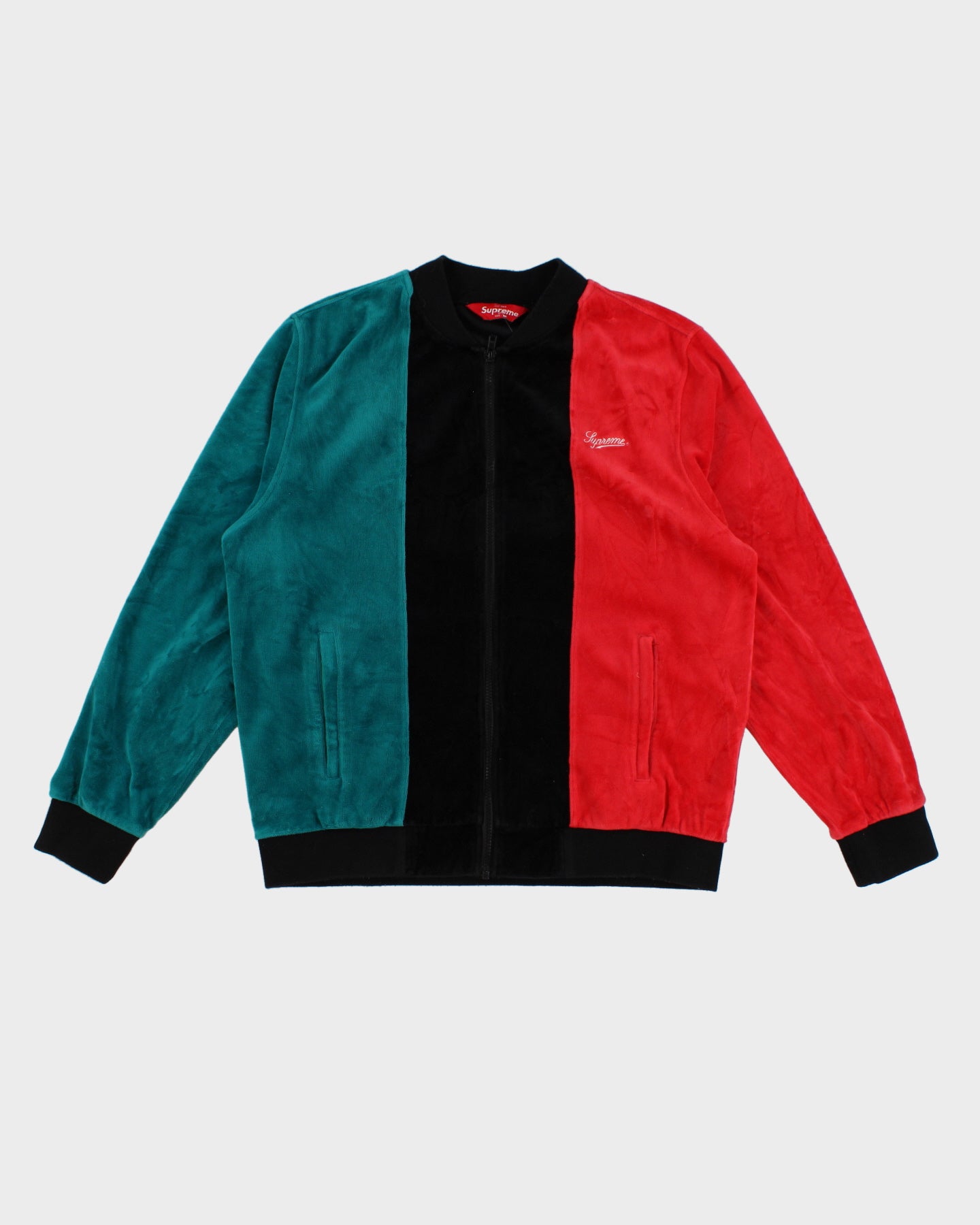SS18 Supreme Velour Zip Up Bomber Jacket - M – Rokit