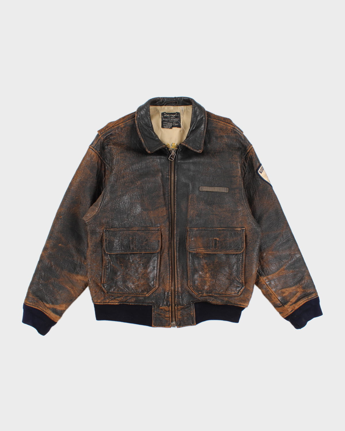90s〜00s avirex real leather car coat L 90's Avirex Leather Jacket - L – Rokit