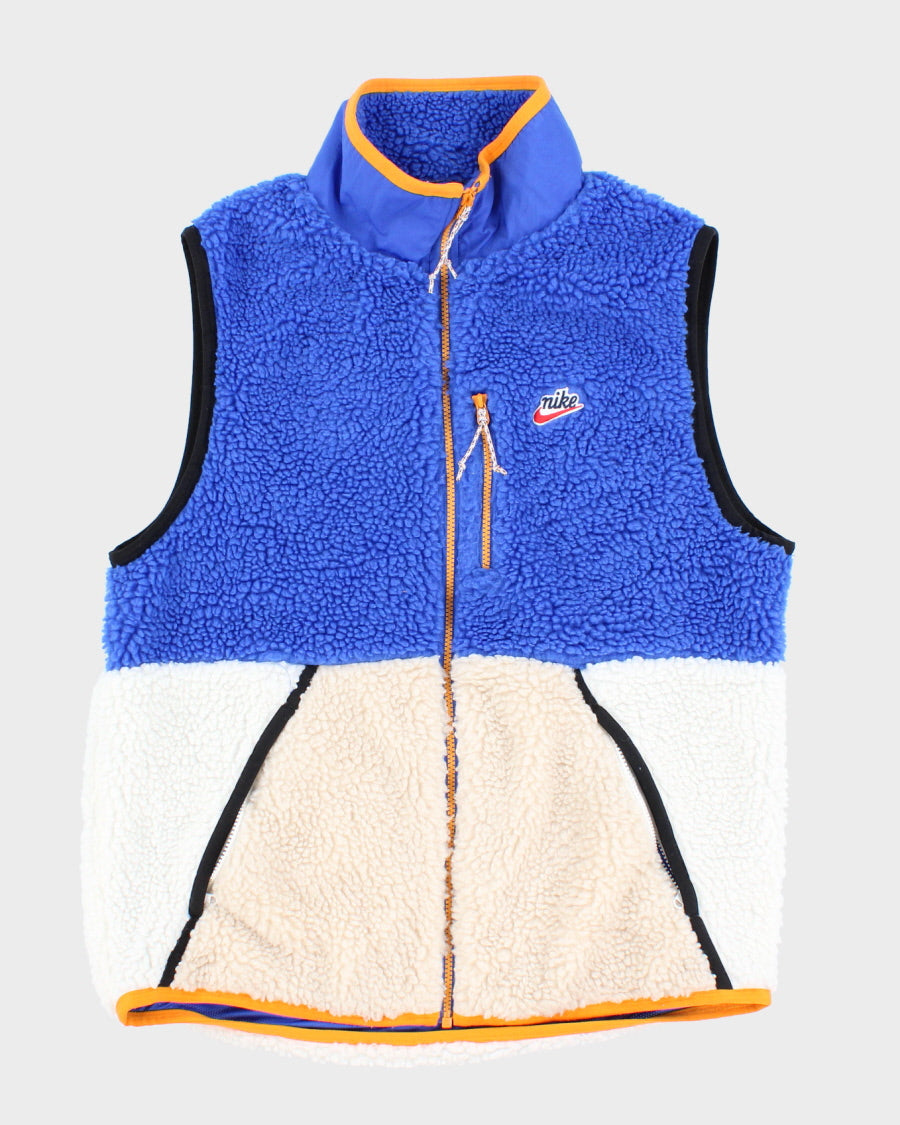 Mens Blue and White Nike Fluffy Fleece Sports Vest M