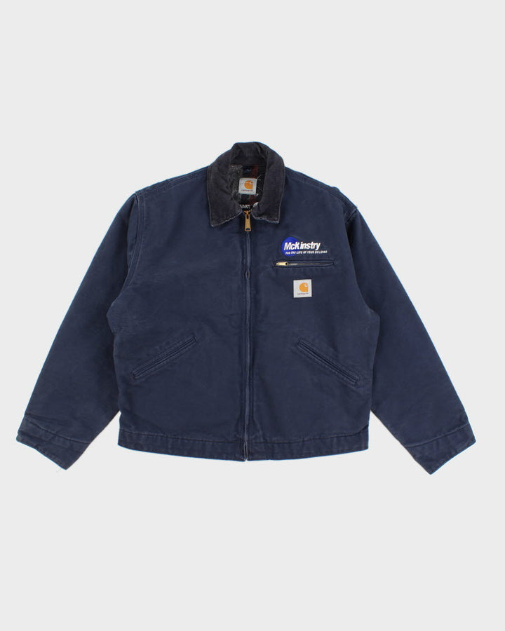 Vintage Carhartt Fleece Lined Navy Work Wear Jacket - XL