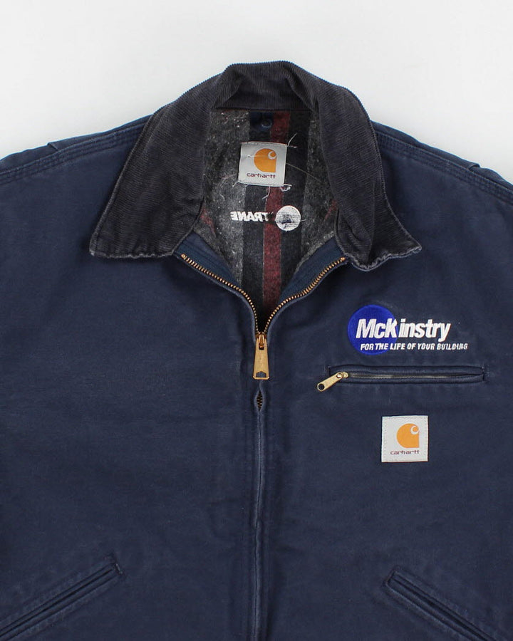 Vintage Carhartt Fleece Lined Navy Work Wear Jacket - XL