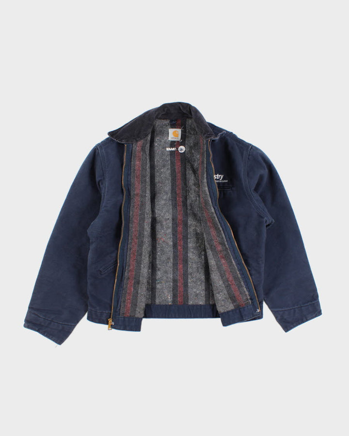 Vintage Carhartt Fleece Lined Navy Work Wear Jacket - XL
