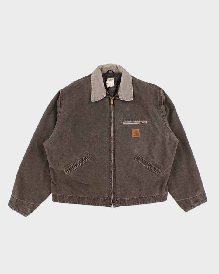 Vintage Carhartt Fleece Lined Brown Work Wear Jacket - XL
