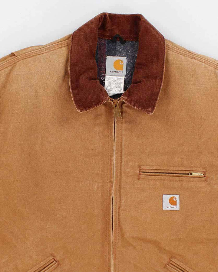 Vintage Carhartt Fleece Lined Beige Work Wear Jacket - XL