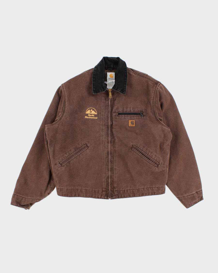 Vintage Carhartt Fleece Lined Brown Work Wear Jacket - L