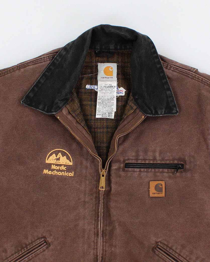 Vintage Carhartt Fleece Lined Brown Work Wear Jacket - L