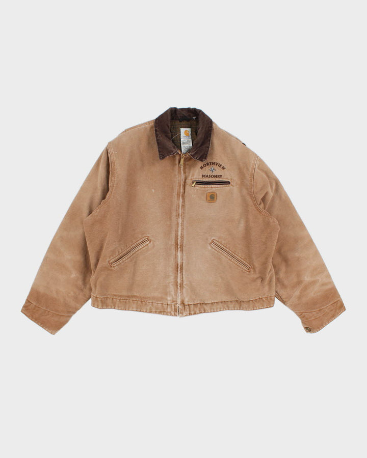 Vintage Carhartt Fleece Lined Beige Work Wear Jacket - XXL