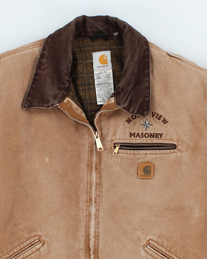 Vintage Carhartt Fleece Lined Beige Work Wear Jacket - XXL